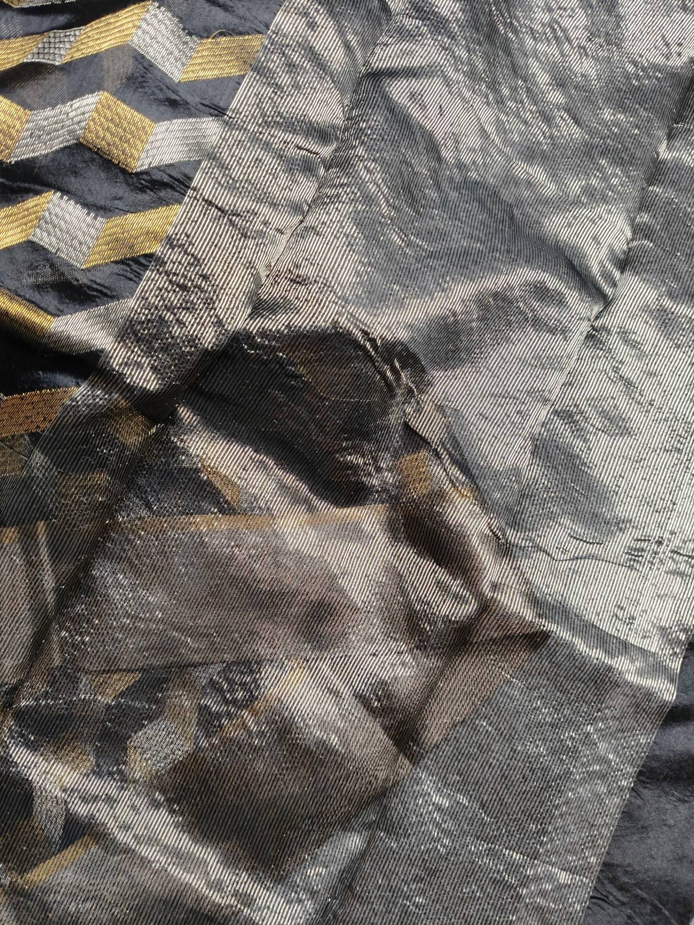 BLACK SILK PURE HANDLOOM CHANDERI SAREE