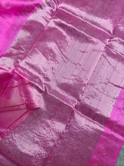 PINK SILK PURE HANDLOOM EK NALIYA CHANDERI SAREE