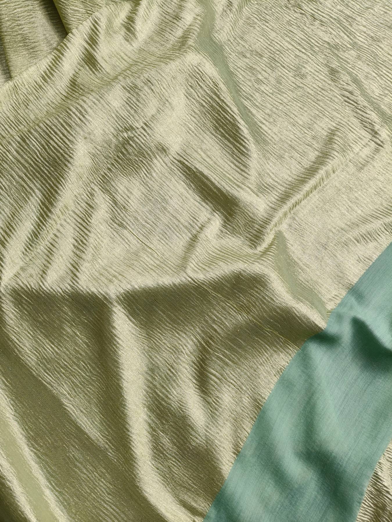 SEAGREEN MOONGA CRUSH TISSUE PURE HANDLOOM BANARASI SAREE