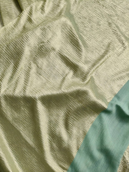 SEAGREEN MOONGA CRUSH TISSUE PURE HANDLOOM BANARASI SAREE