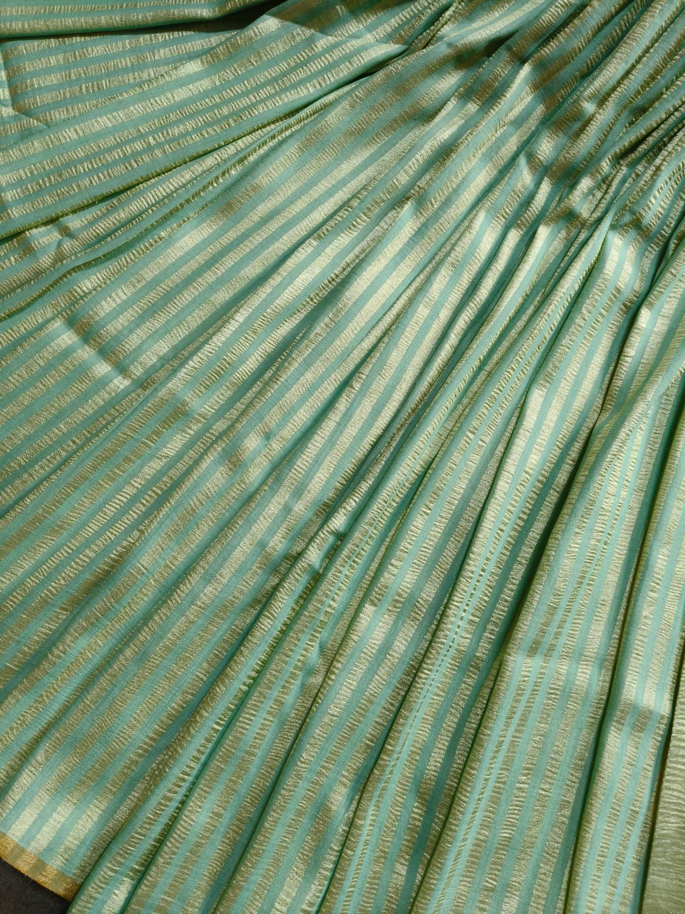 SEAGREEN MOONGA CRUSH TISSUE PURE HANDLOOM BANARASI SAREE
