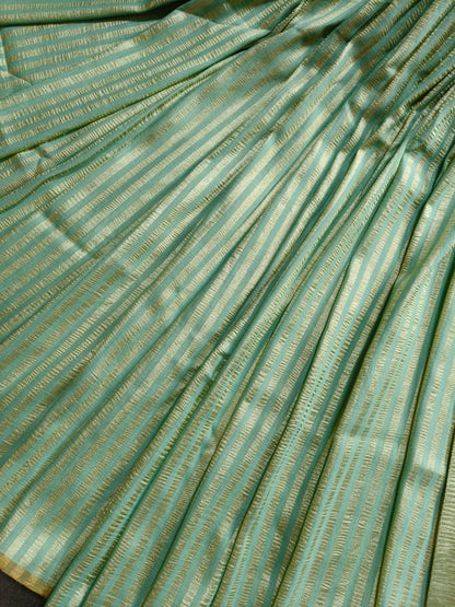 SEAGREEN MOONGA CRUSH TISSUE PURE HANDLOOM BANARASI SAREE