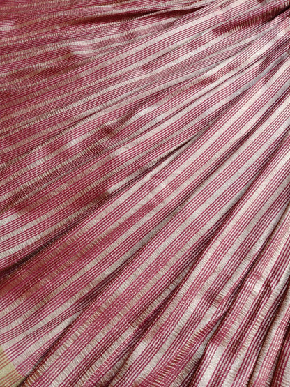 PEACH WINE MOONGA CRUSH TISSUE PURE HANDLOOM BANARASI SAREE