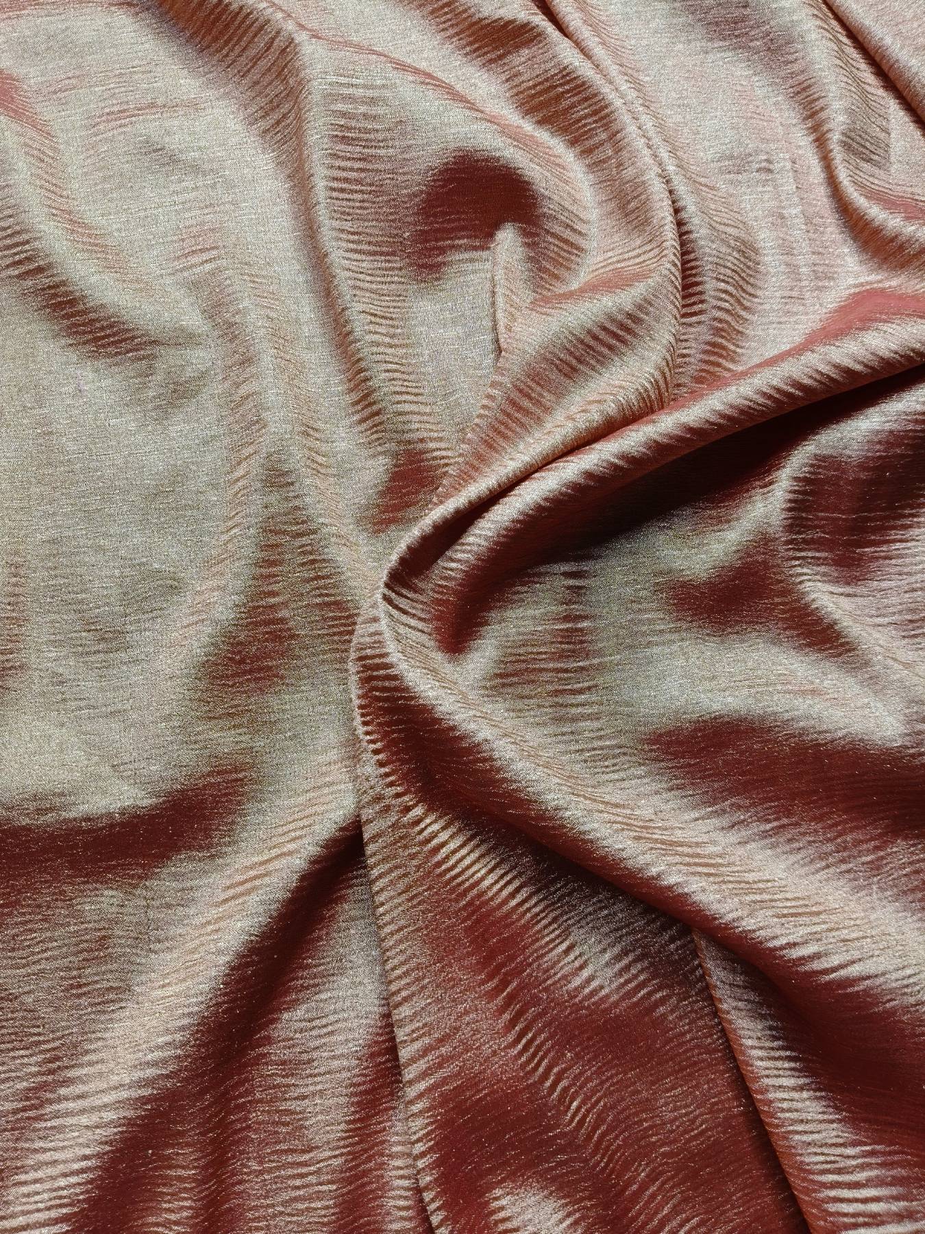PEACH WINE MOONGA CRUSH TISSUE PURE HANDLOOM BANARASI SAREE