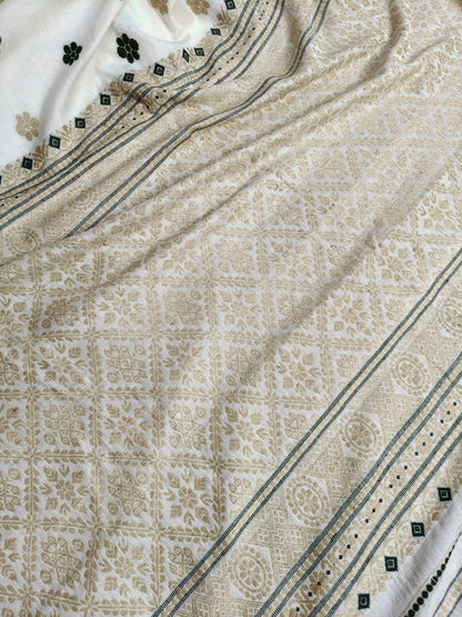 OFF WHITE ERI SILK PURE HANDLOOM ASSAMES SAREE
