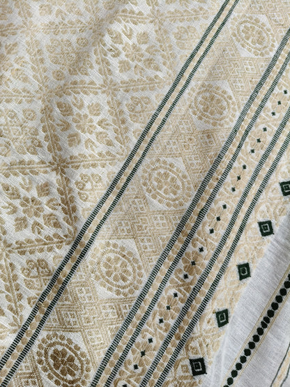 OFF WHITE ERI SILK PURE HANDLOOM ASSAMES SAREE