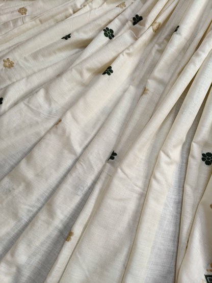 OFF WHITE ERI SILK PURE HANDLOOM ASSAMES SAREE