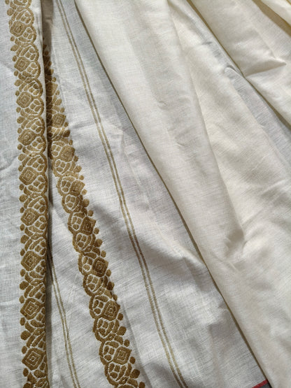OFF WHITE ERI SILK PURE HANDLOOM ASSAMES SAREE