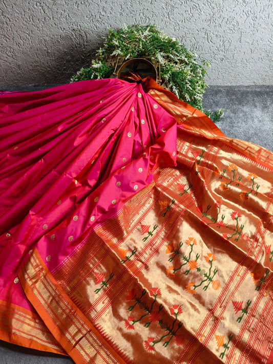 TWO TONE PINK SILK PURE HANDLOOM PAITHANI SAREE