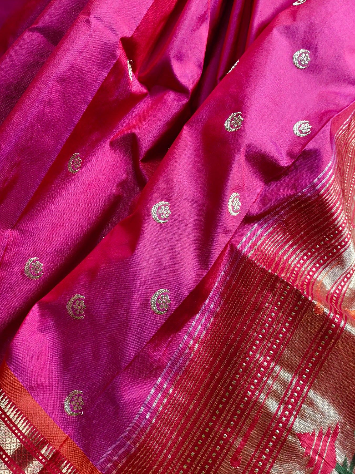TWO TONE PINK SILK PURE HANDLOOM PAITHANI SAREE