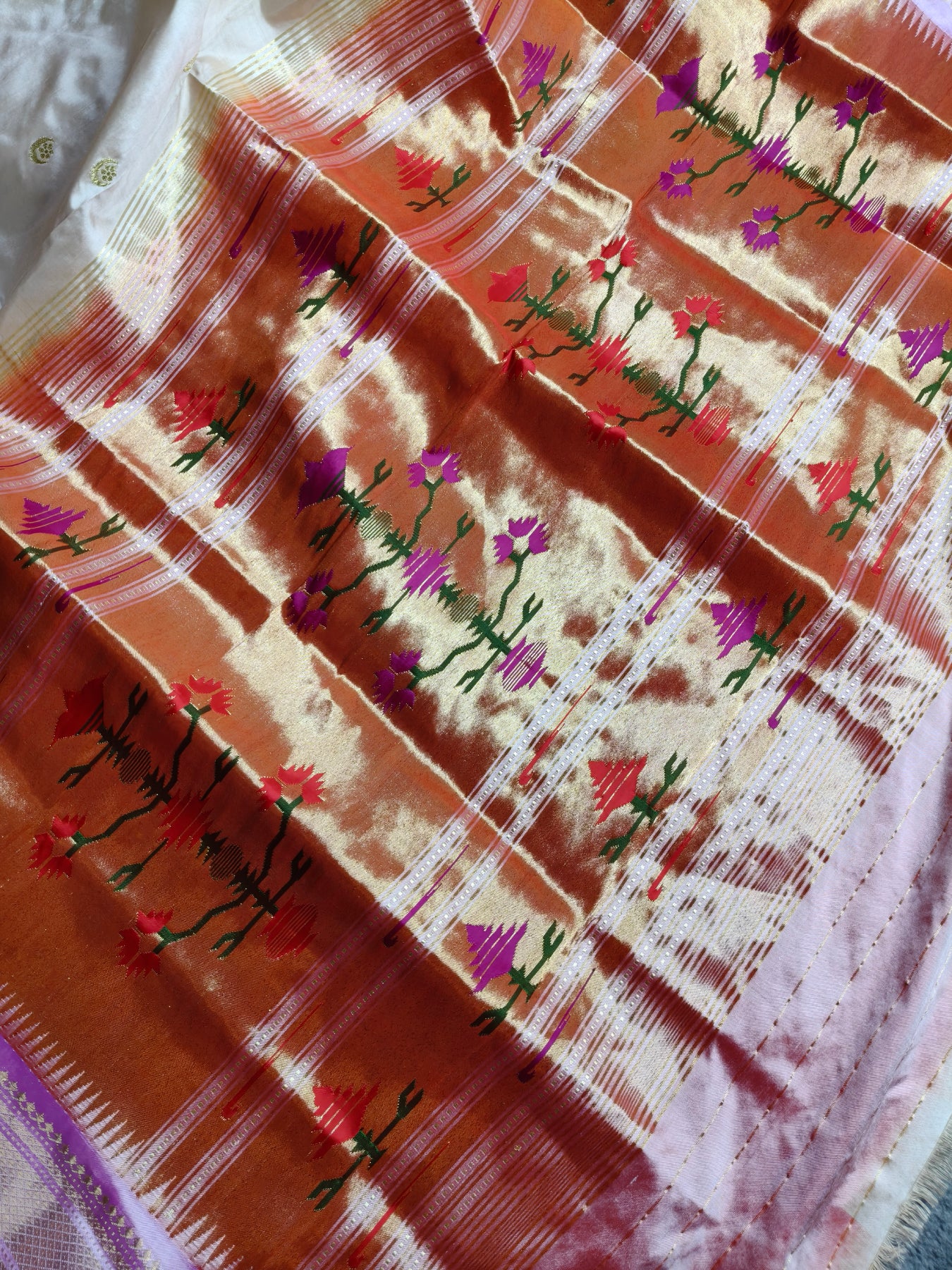 IVORY SILK PURE HANDLOOM PAITHANI SAREE