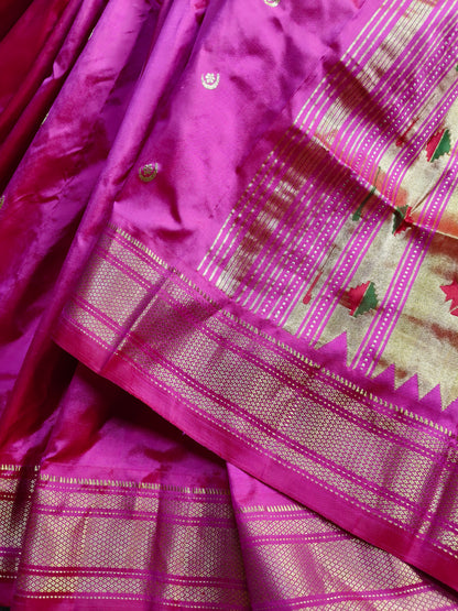 PINK SILK PURE HANDLOOM PAITHANI SAREE