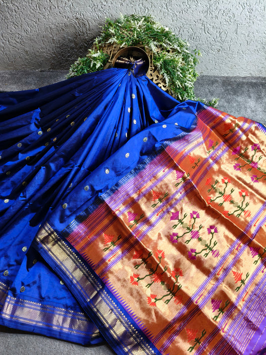 ROYAL BLUE SILK PURE HANDLOOM PAITHANI SAREE