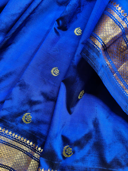 ROYAL BLUE SILK PURE HANDLOOM PAITHANI SAREE