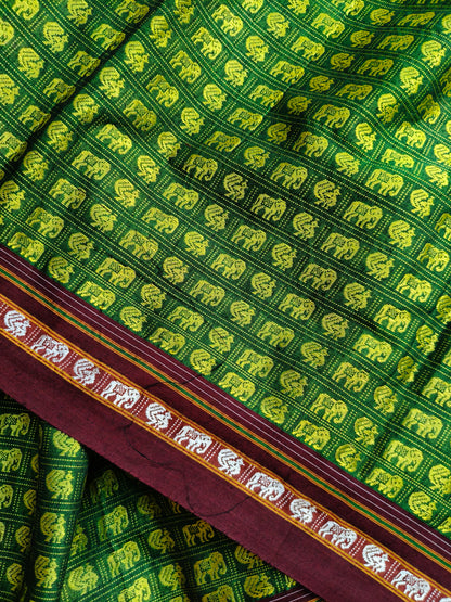 GREEN MULBERRY SILK PURE HANDLOOM KHUN SAREE