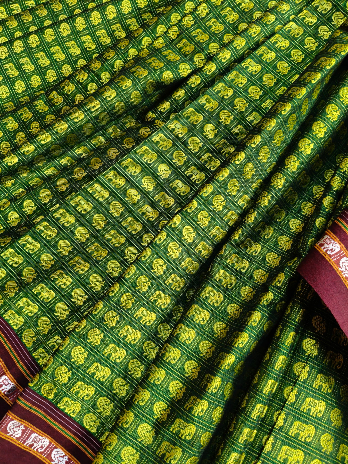 GREEN MULBERRY SILK PURE HANDLOOM KHUN SAREE