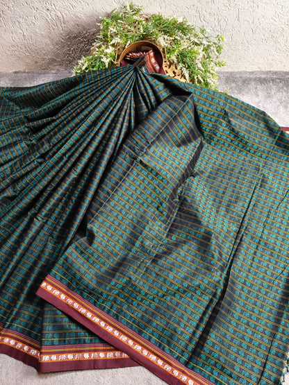 BLUE MULBERRY SILK PURE HANDLOOM KHUN SAREE