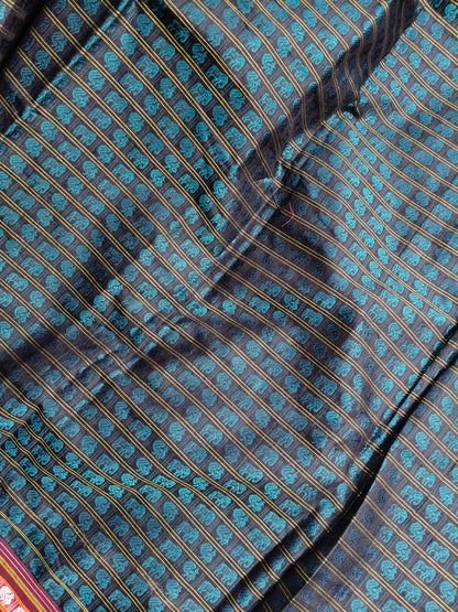 BLUE MULBERRY SILK PURE HANDLOOM KHUN SAREE