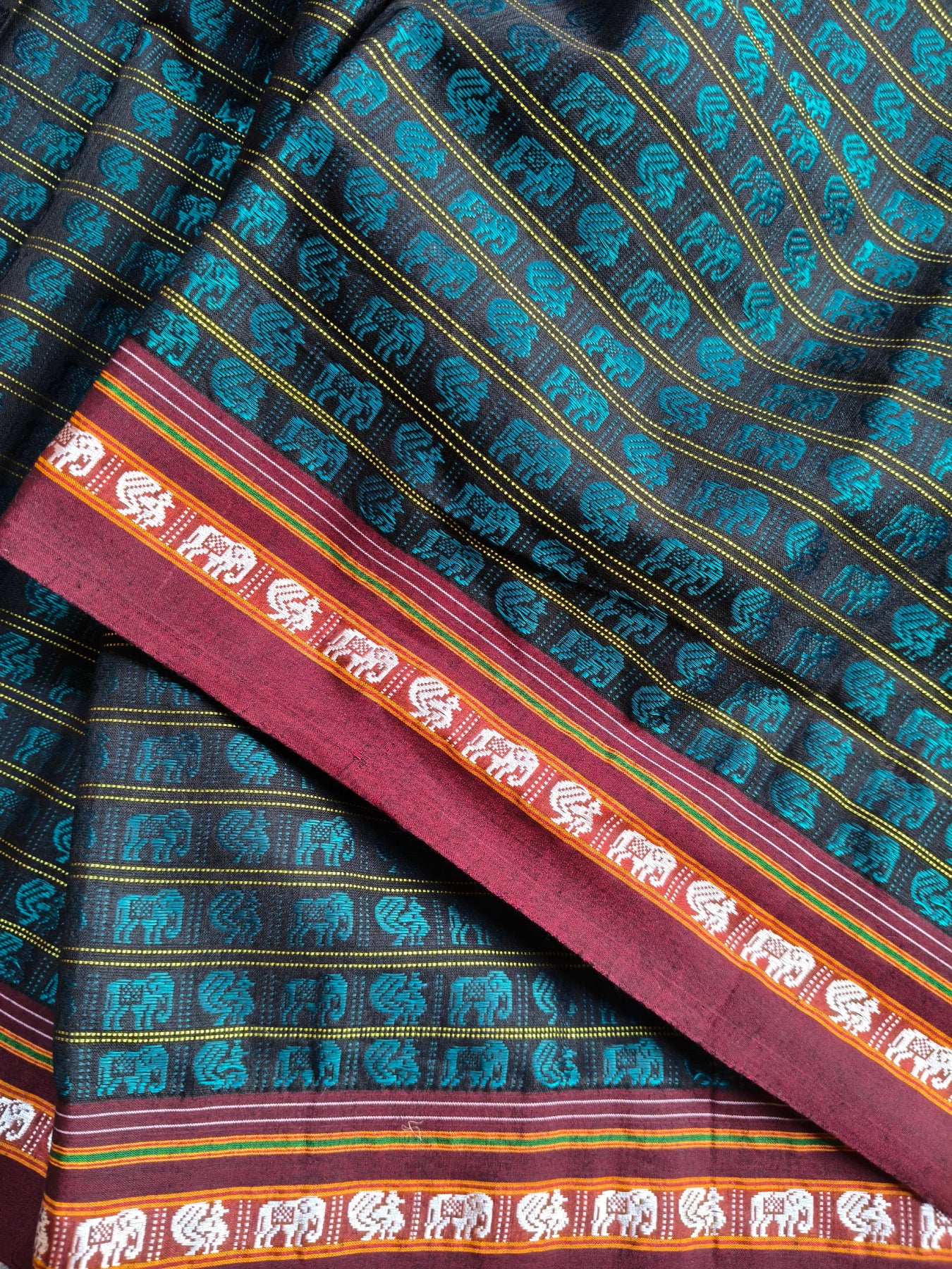 BLUE MULBERRY SILK PURE HANDLOOM KHUN SAREE
