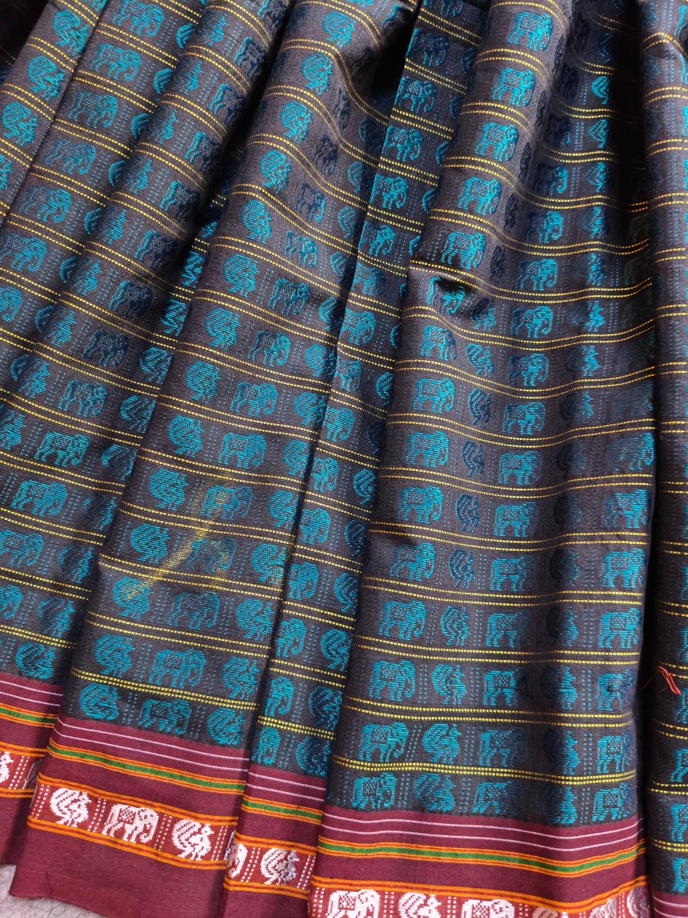 BLUE MULBERRY SILK PURE HANDLOOM KHUN SAREE