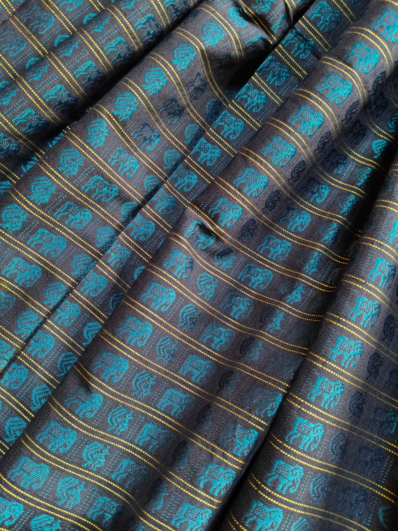 BLUE MULBERRY SILK PURE HANDLOOM KHUN SAREE
