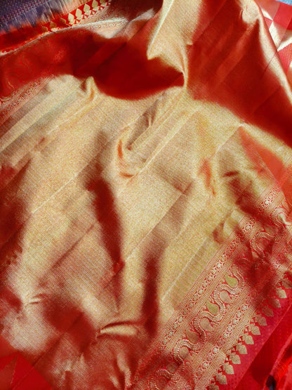 BROWN GOLD  SILK PURE HANDLOOM KANJIVARAM SAREE