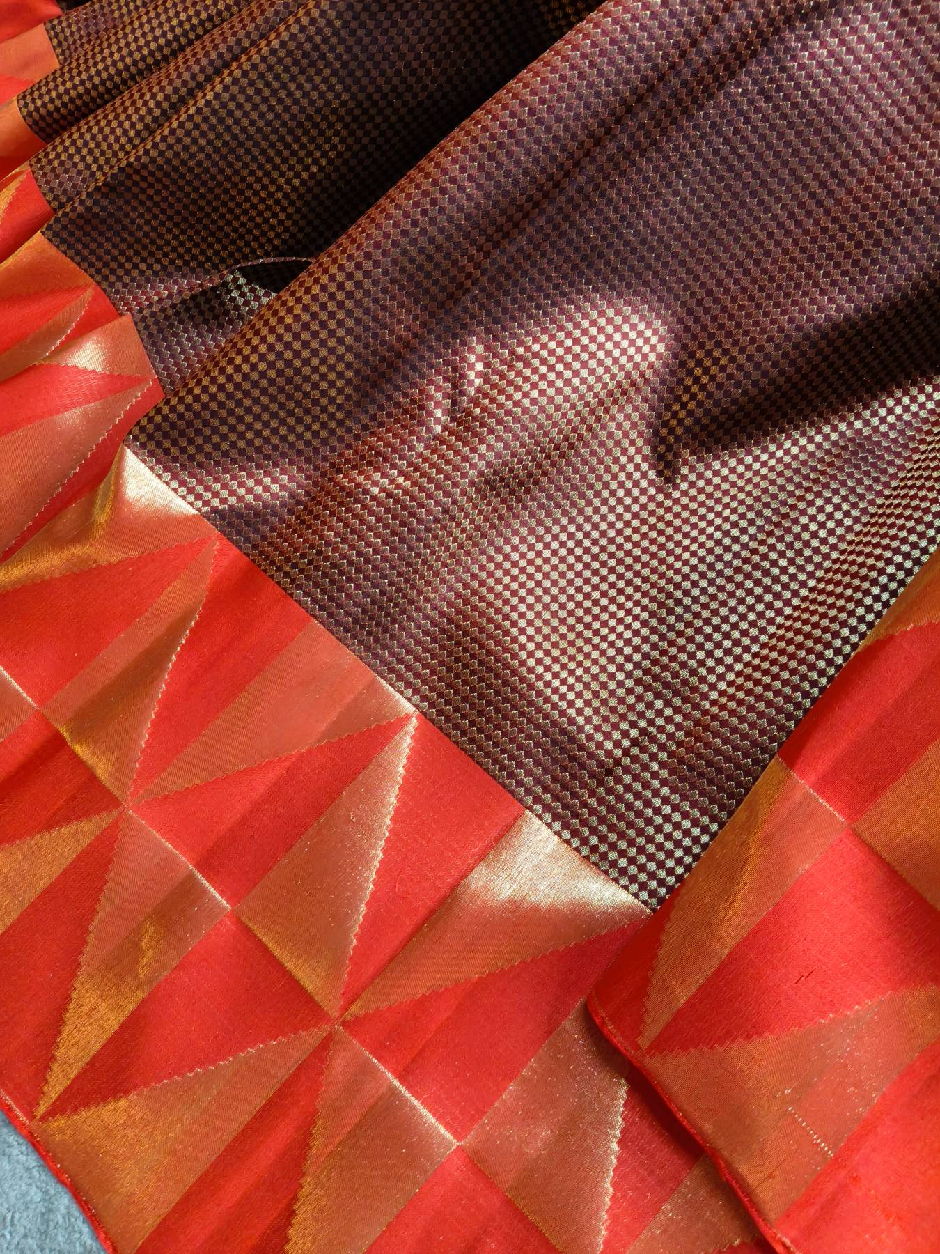 BROWN GOLD  SILK PURE HANDLOOM KANJIVARAM SAREE