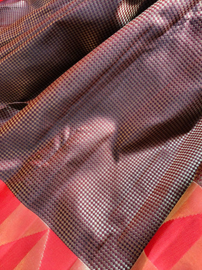 BROWN GOLD  SILK PURE HANDLOOM KANJIVARAM SAREE
