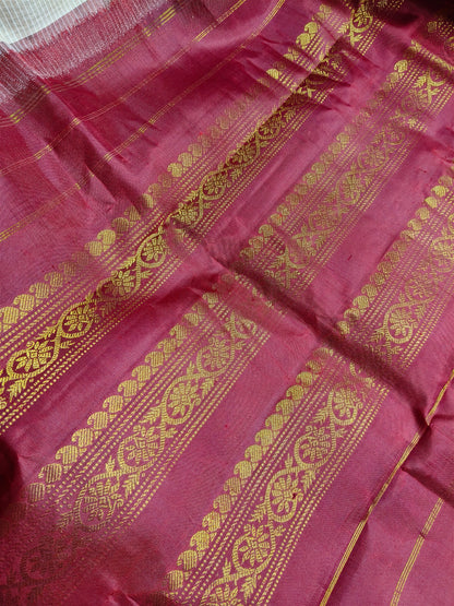 BEIGE COTTON PURE HANDLOOM GADWAL SAREE