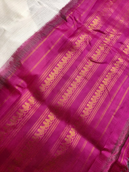 WHITE COTTON PURE HANDLOOM GADWAL SAREE