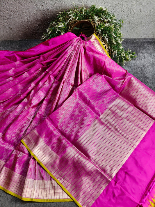 PINK SATIN SILK PURE HANDLOOM BANARASI SAREE