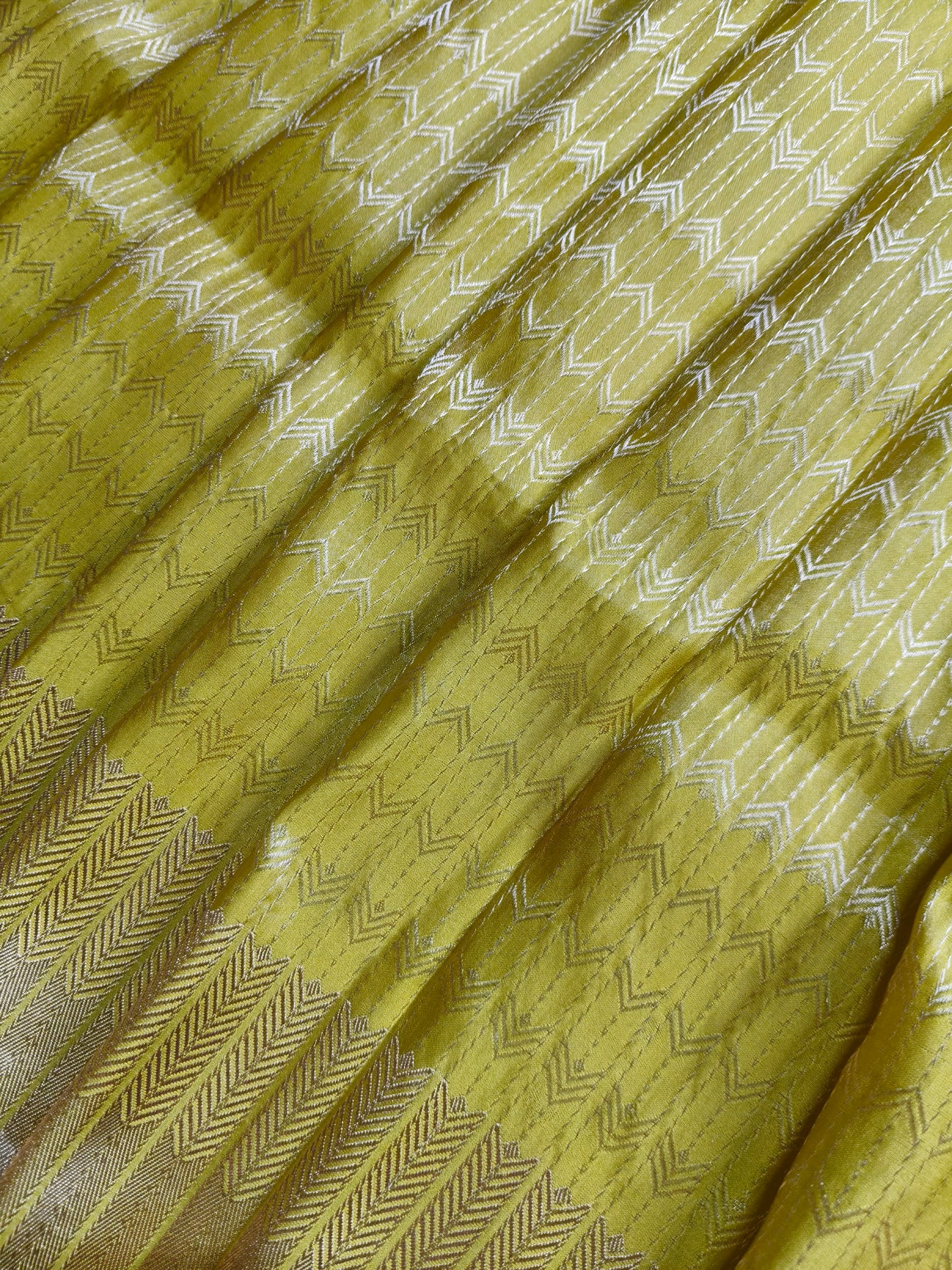 LIME YELLOW SATIN SILK PURE HANDLOOM BANARASI SAREE