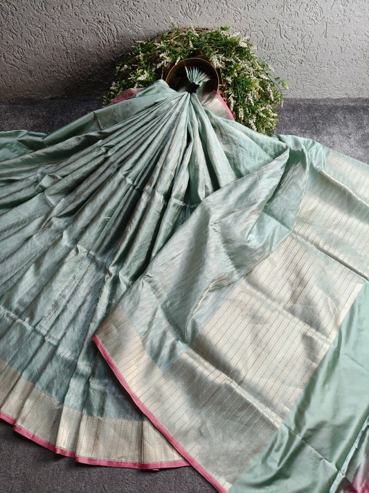 SEA BLUE SATIN SILK PURE HANDLOOM BANARASI SAREE