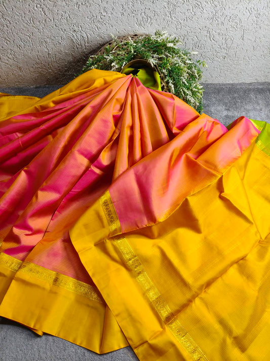 CORAL PINK SILK PURE HANDLOOM KANJIVARAM SAREE