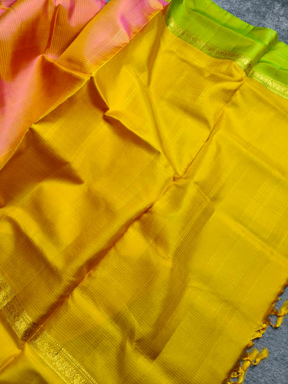 CORAL PINK SILK PURE HANDLOOM KANJIVARAM SAREE