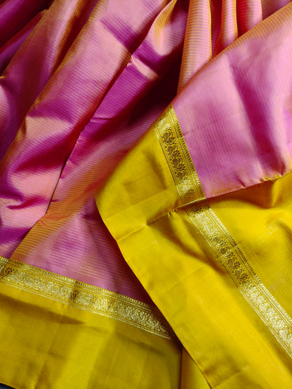 CORAL PINK SILK PURE HANDLOOM KANJIVARAM SAREE