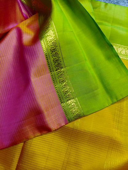 CORAL PINK SILK PURE HANDLOOM KANJIVARAM SAREE