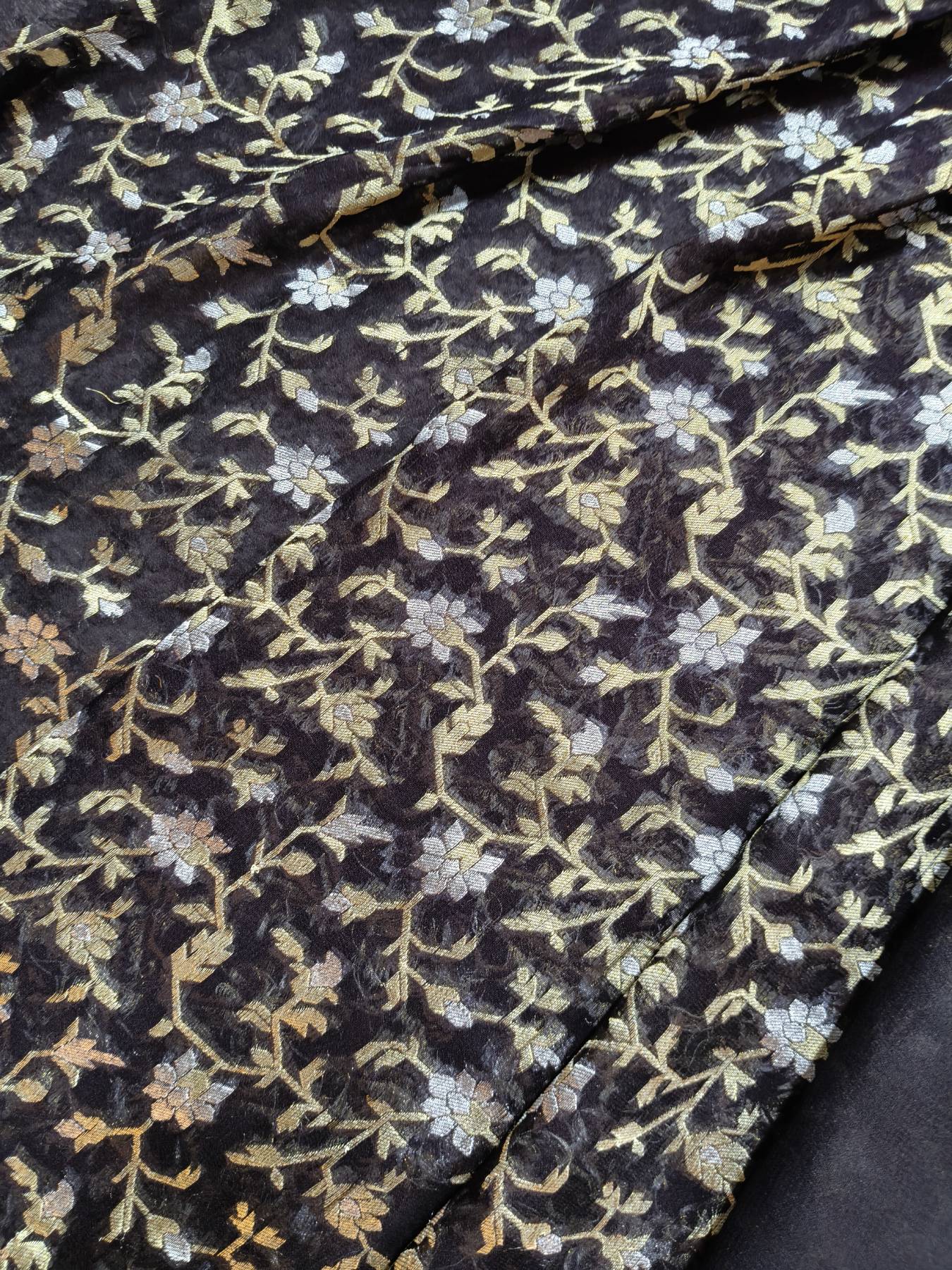BLACK BLUE CHIFFIN PURE HANDLOOM BANARASI SAREE