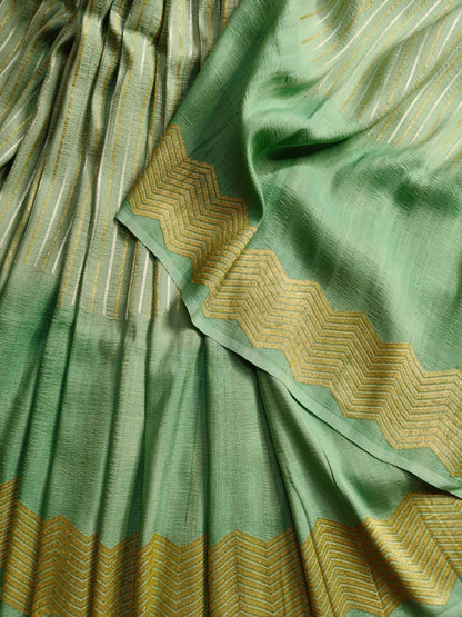 SEA GREEN GEORGETTE TUSSAR PURE HANDLOOM BANARASI SAREE