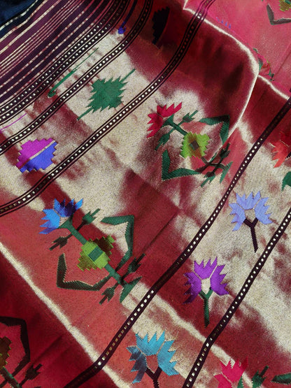 BLACK SILK PURE HANDLOOM PAITHANI SAREE