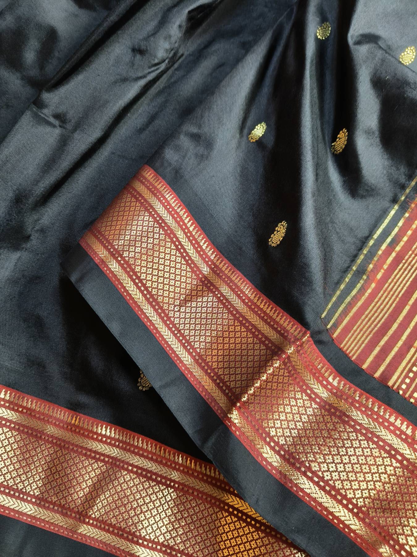 BLACK SILK PURE HANDLOOM PAITHANI SAREE