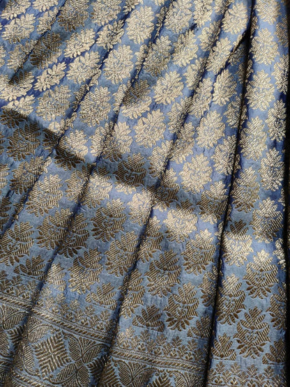 GREY SILK PURE HANDLOOM BANARASI SAREE