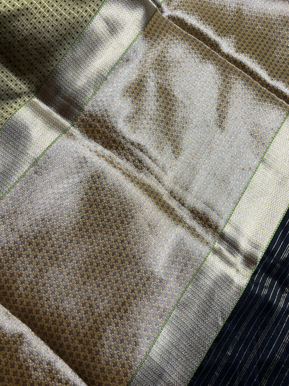 GREEN BLACK DO RUKHI SILK PURE HANDLOOM BANARASI SAREE