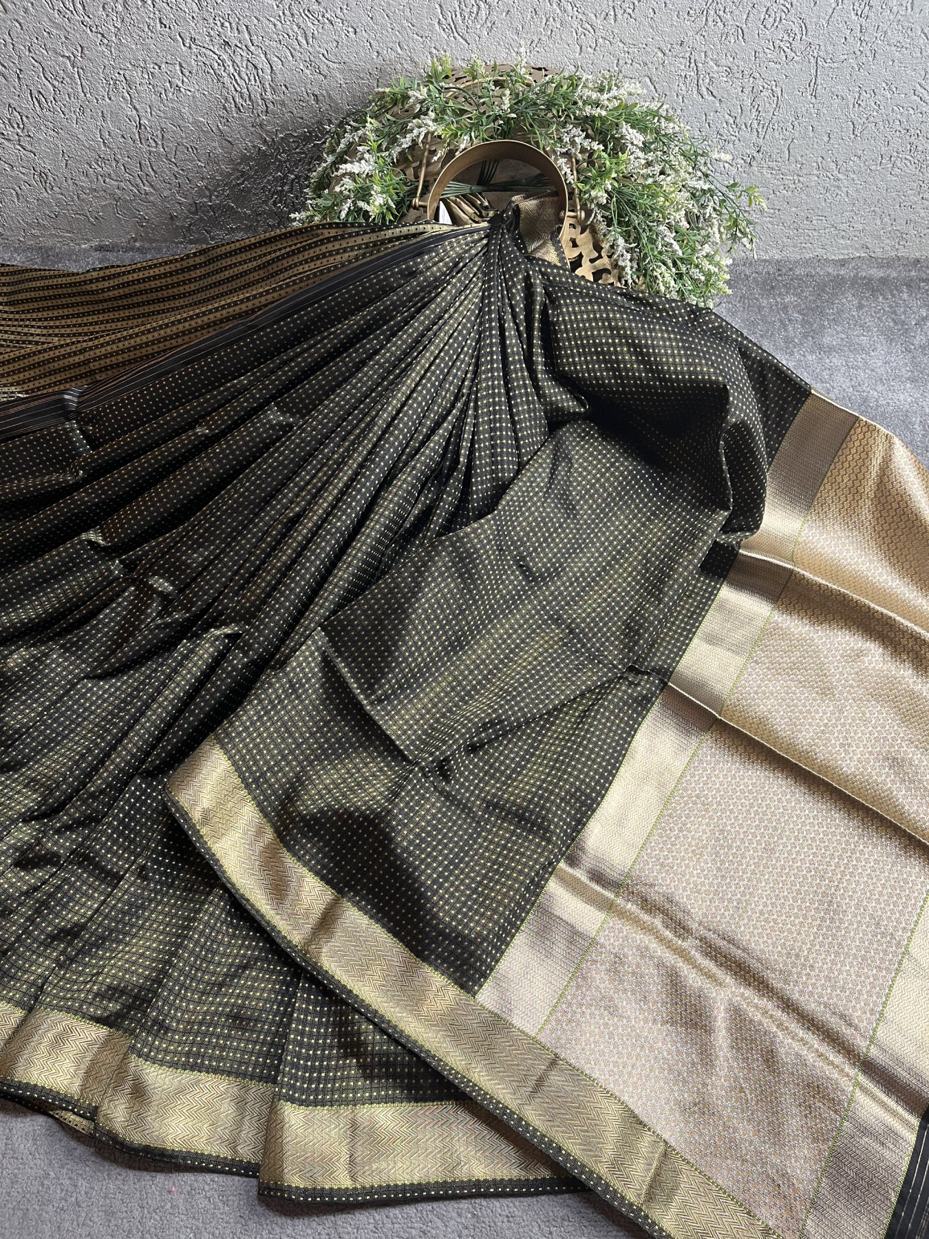 GREEN BLACK DO RUKHI SILK PURE HANDLOOM BANARASI SAREE