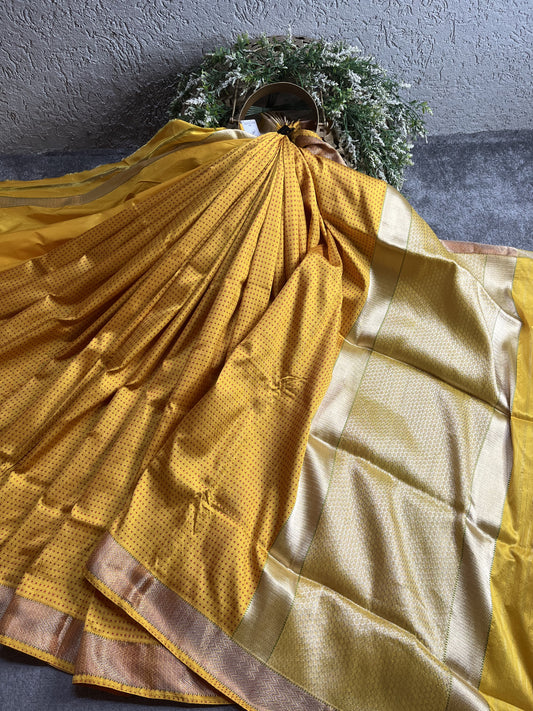 YELLOW ORANGE DO RUKHI SILK PURE HANDLOOM BANARASI SAREE