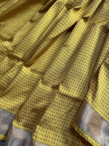 YELLOW ORANGE DO RUKHI SILK PURE HANDLOOM BANARASI SAREE