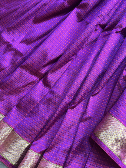 PINK PURPLE DO RUKHI SILK PURE HANDLOOM BANARASI SAREE