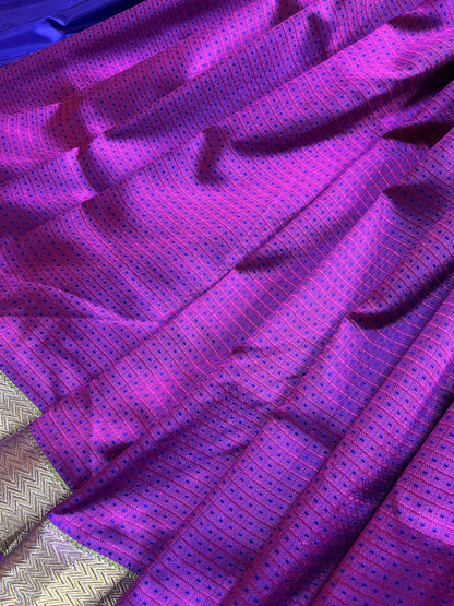 PURPLE PINK DO RUKHI SILK PURE HANDLOOM BANARASI SAREE