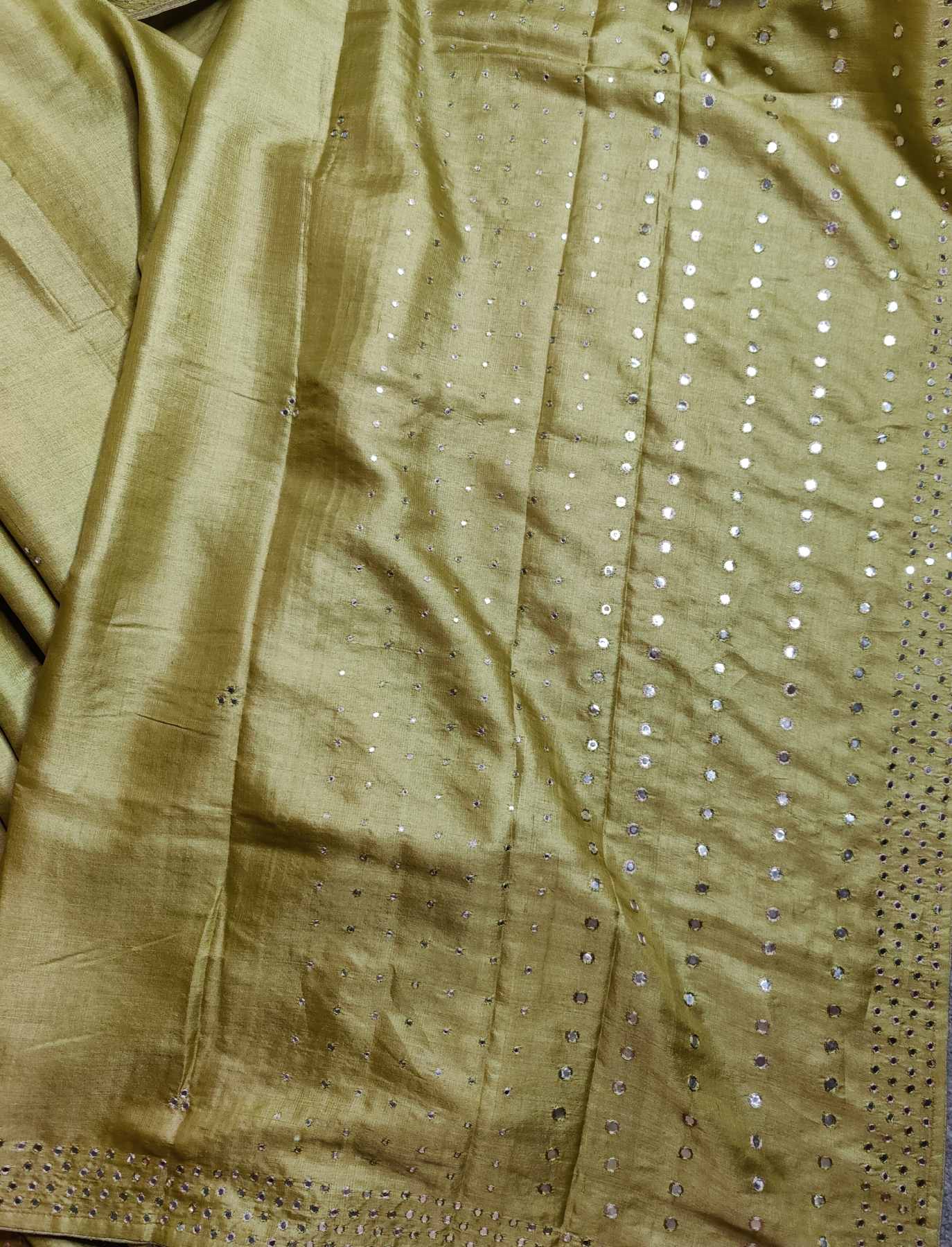 PISTA GREEN TUSSAR SILK PURE HANDLOOM EMBROIDERY SAREE