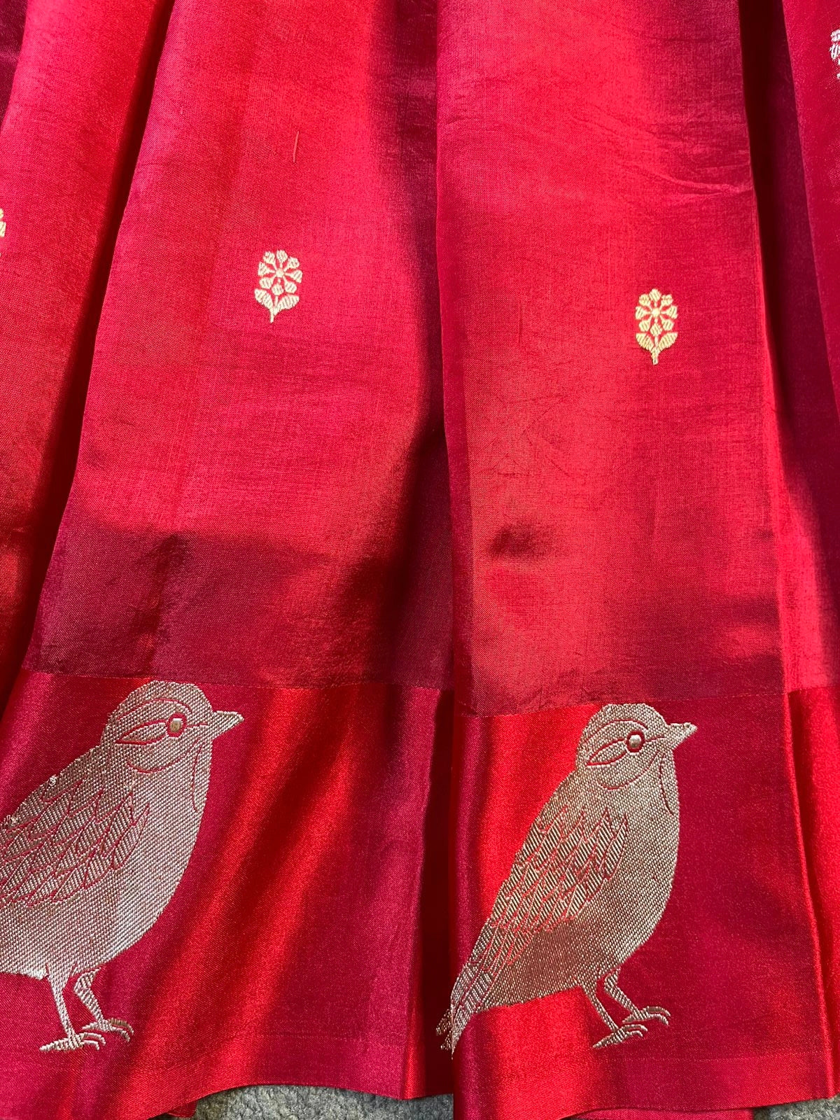 DEEP RED CHINIYA SILK PURE HANDLOOM BANARASI SAREE
